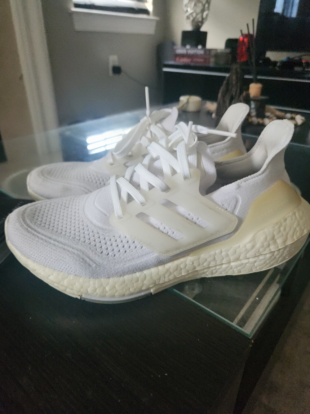Adidas Primeblue Ultraboost White Runner Sneakers with Cream Accents